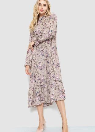 Платье свободного кроя с цветочным принтом   цвет мокко 204r201  от магазина shopping lands1 фото