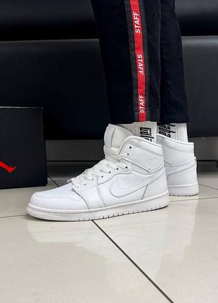 Кроссовки nike air jordan 1 white высокие • мужские кроссовки демисезонные6 фото