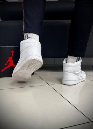 Кроссовки nike air jordan 1 white высокие • мужские кроссовки демисезонные7 фото