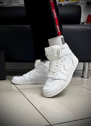 Кроссовки nike air jordan 1 white высокие • мужские кроссовки демисезонные