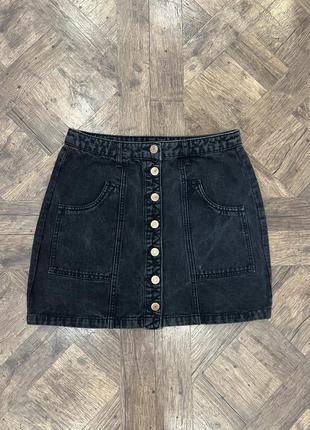Юбка черная джинсовая stradivarius