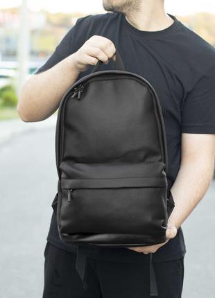 Стильный качественный городской рюкзак из эко кожи черный  на 18 литров унисекс спортивный портфель5 фото