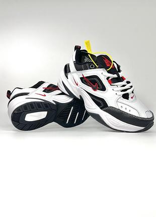 Чоловічі кросівки nike m2k tekno (чорно/білі з червоним)