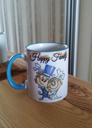 Чашка керамічна з принтом щаслива сім'я