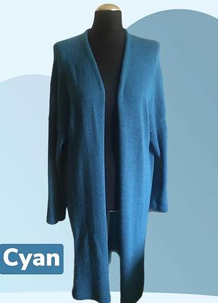 Вязаный кардиган «cyan» из мериноса и мохера