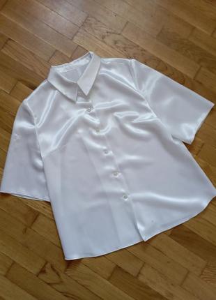Блузка рубашка атласна 48-502 фото