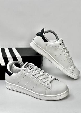 Качественные мужские классические кеды в стиле adidas stan smith кроссовки демисезонные кожаные базовые адидас