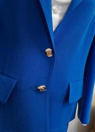 Дизайнерський косюм вовна спідниця жакет с м синій  винтажный костю шерстяной4 фото