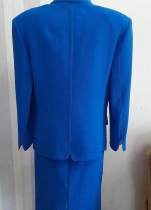 Дизайнерський косюм вовна спідниця жакет с м синій  винтажный костю шерстяной3 фото