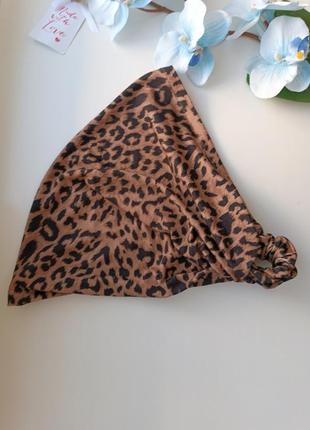 Бандана леопардова трикотаж косинка на резинці жіноча1 фото