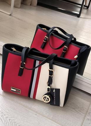 Tommy hilfiger large bag red/white2 фото