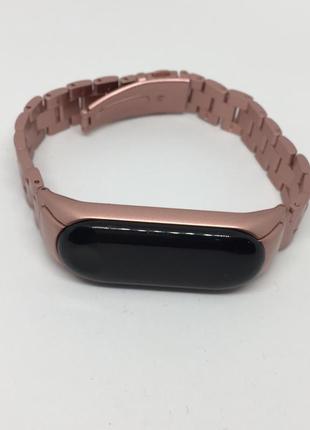 Металлический ремешок mi band 3 mi band 4 розовый матовый ❤️👍 2