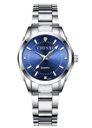 Кварцовий годинник часы chenxi з синім циферблатом