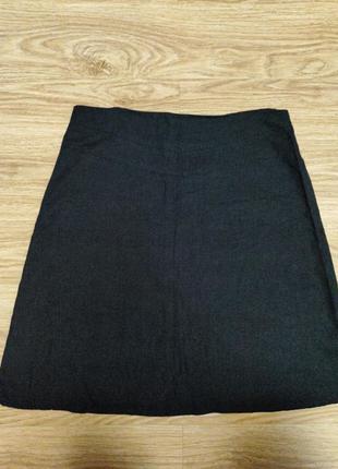 Льняная черная юбка, р50-52