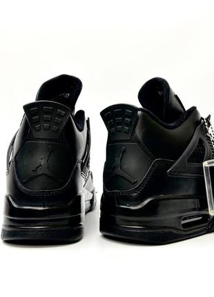 Кросівки в стилі nike air jordan retro 4  all black найки джордан преміум якості люксові шкіряні чоловічі кросівки демісезонні6 фото