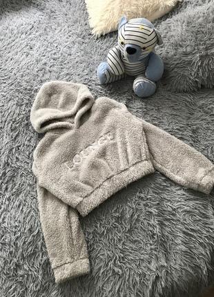 Укороченная худи тедди толстовка очень теплая