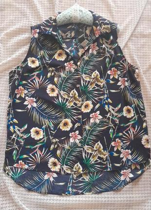 Летняя блуза без рукавов в тропические цветы george3 фото