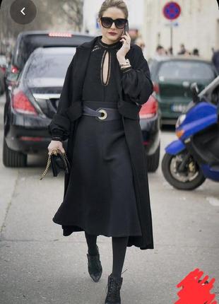 Черная теплая шерстяная юбка солнцеклеш,базовая,классическая,офисная.1 фото