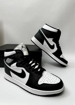 Улюблені nike air jordan high чоловічі кросівки найк джордан високі шкіряні якісні класичні двоколірні3 фото