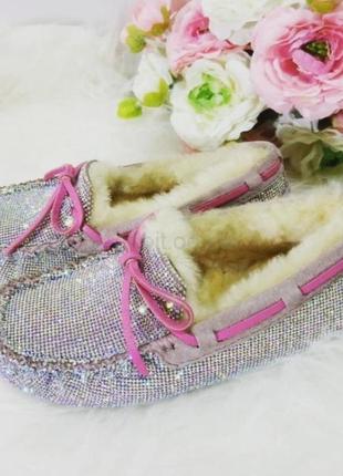 Ugg dakota moccasin pink drill уггі жіночі мокасини зі стразами swarovski4 фото