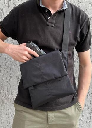 Сумка месенджер з кобурою. тактична сумка з тканини, сумка кобура через плече, сумка тактична наплічна5 фото