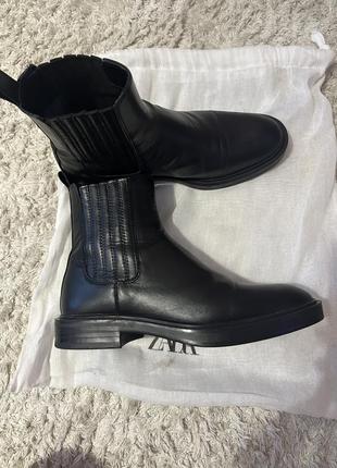 Кожаные ботинки челси zara