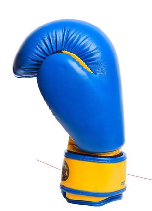 Боксерські рукавиці powerplay 3004 jr classic синьо-жовті 8 унцій2 фото