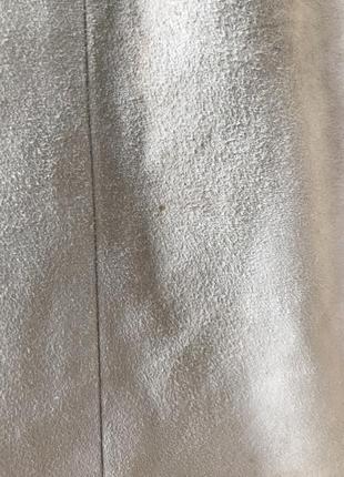 Замшева спідниця бежева а-силует вінтаж натуральна шкіра класична юбка9 фото