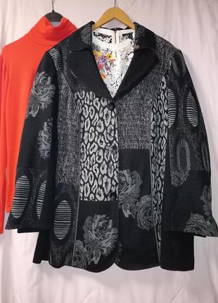 Батал! премиум качество шикарный жакет,пиджак, из французского трикотажа,60-64разм.