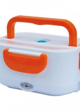 Ланч бокс электрический с подогревом lunch heater 220v pro, контейнер для еды с отсеками. цвет: оранжевый6 фото