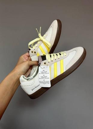 Женские кроссовки белые с желтым adidas samba x wales bonner yellow premium2 фото