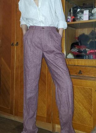 Твидовые прямые брюки швеция с защипами и стрелками ровные твид тёплые2 фото