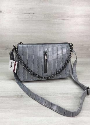 Сумка-клатч tina серо-голубого цвета