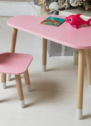 Детский столик тучка и стульчик коронка розовая. столик для игр, уроков, еды6 фото