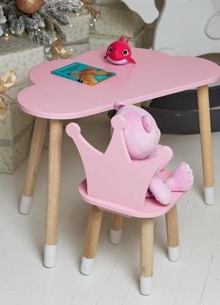Детский столик тучка и стульчик коронка розовая. столик для игр, уроков, еды4 фото
