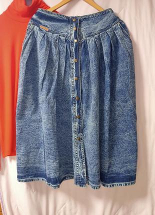 Легкая джинсовые юбка ,варёнка ,пояс на резинке,50-58разм.1 фото