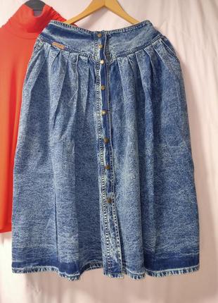 Легкая джинсовые юбка ,варёнка ,пояс на резинке,50-58разм.2 фото
