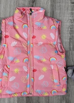 Дитячий жилет утеплений синтепоном для дівчинки жилетка-безрукавка рожева