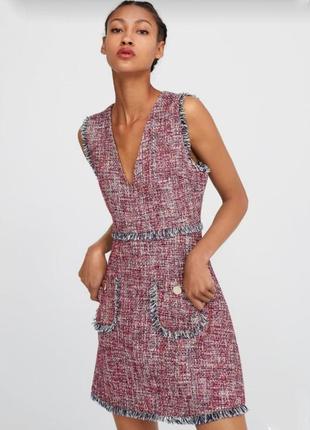Твидовое платье сарафан zara