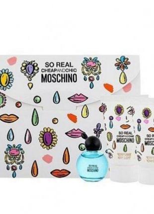 Подарочный набор moschino so real cheap and chic туалетная вода, гель для душа, лосьон для тела