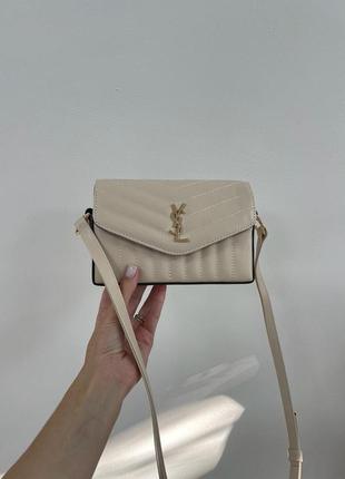 Женская сумка ив сен лоран yves saint laurent kate box beige/gold кросс боди2 фото