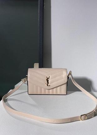 Женская сумка ив сен лоран yves saint laurent kate box beige/gold кросс боди4 фото