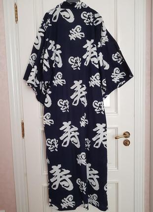 Винтажный халат кимоно тёмно синий3 фото