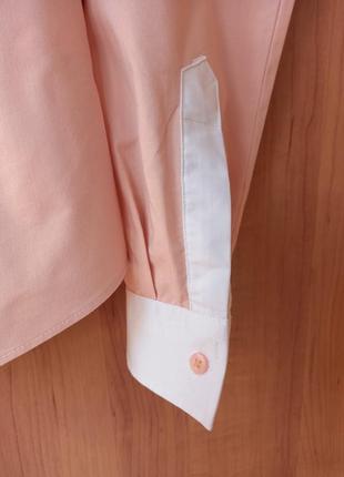Жіноча котонова світло-бежева, кремова, пудрова ділова класична сорочка, блуза з білими манжетами next.4 фото