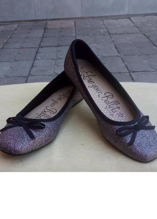 🌟 нарядные серебристые балетки туфли для девочки от george, р.34 код w34463 фото