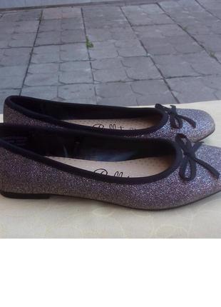 🌟 нарядные серебристые балетки туфли для девочки от george, р.34 код w34466 фото