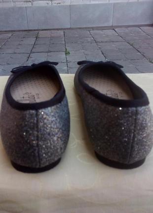 🌟 нарядные серебристые балетки туфли для девочки от george, р.34 код w34467 фото
