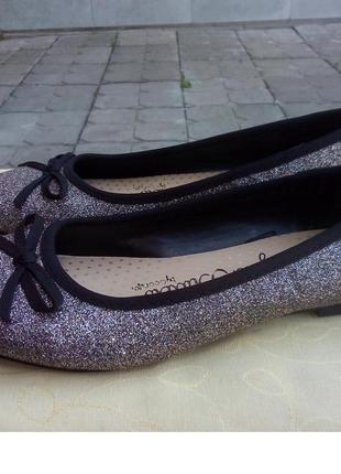 🌟 нарядные серебристые балетки туфли для девочки от george, р.34 код w34464 фото