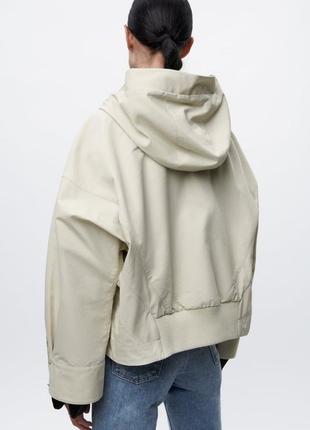 Короткая парка хлопковая с капюшоном zara new4 фото