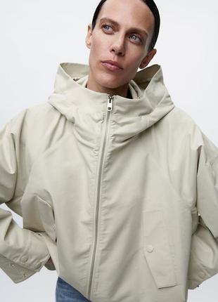 Короткая парка хлопковая с капюшоном zara new5 фото